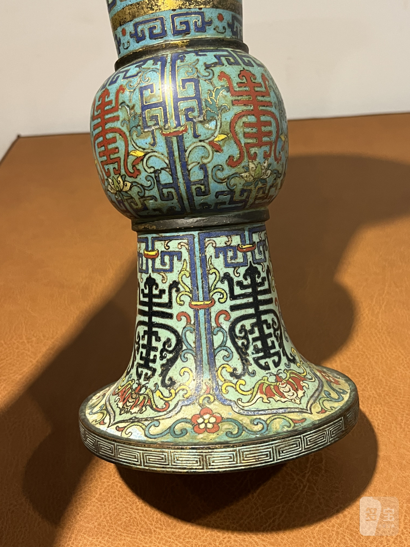 清乾隆 铜胎掐丝珐琅花觚 - 图8